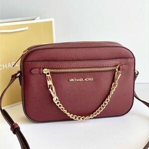 Michael Kors ZIP Chain Het Set Travel Crossbody Bag Merlot